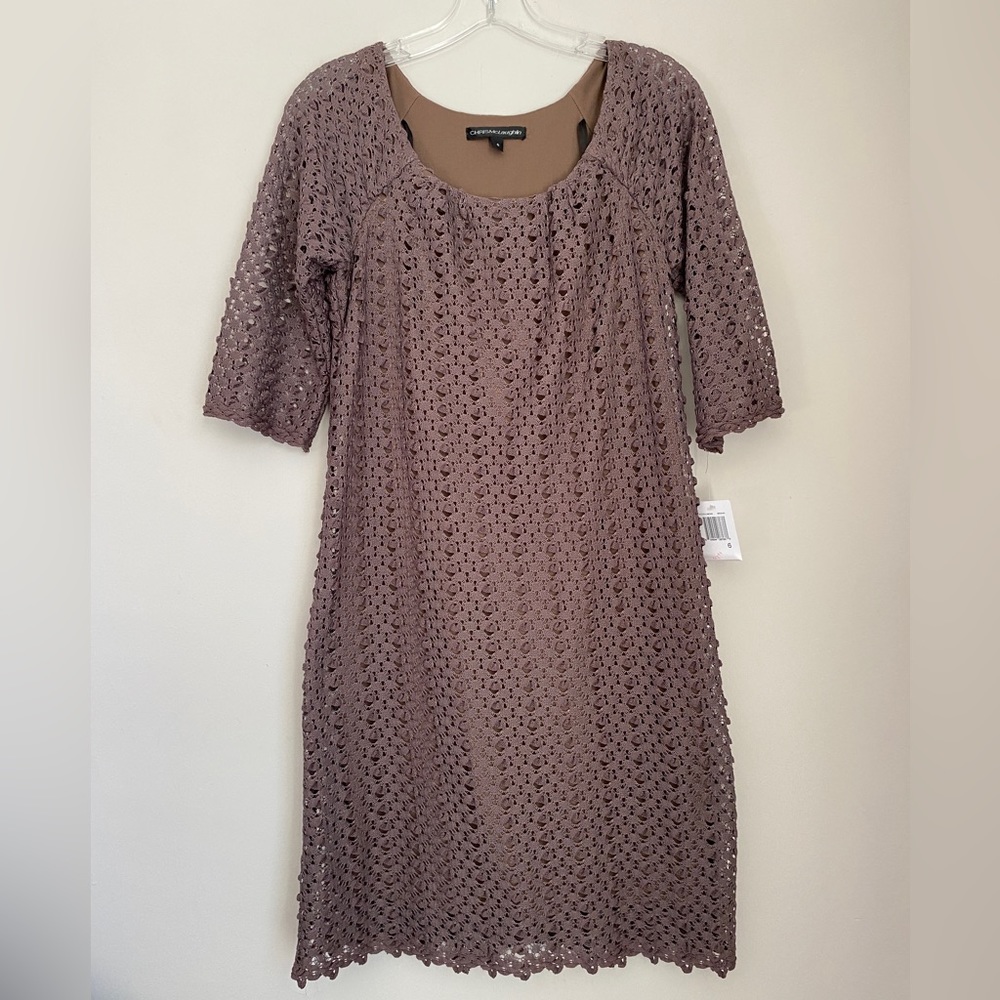 NWT Chris McLaughlin Purple Crochet Pullover Dress Size 6